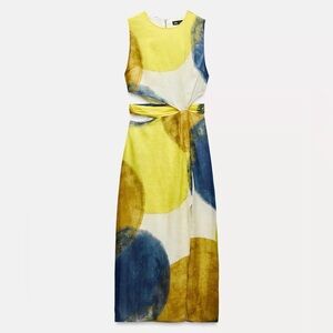 Sleeveless Cutout Maxi Dress in Yellow & Blue